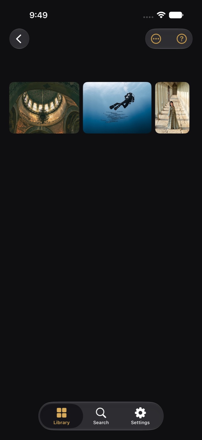 Inside the Travel album, with its photos in a grid.